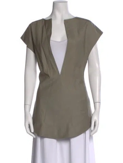 Pre-owned Entire Studios Wool Plunge Neckline Top In Gray