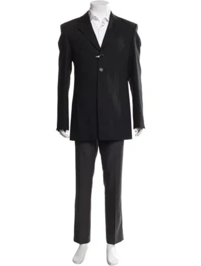 Pre-owned Entire Studios Wool Raw-edge Trim Blazer In Black