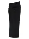 Entire Studios Stretch Wool Midi Skirt With Draped Detailing In Black