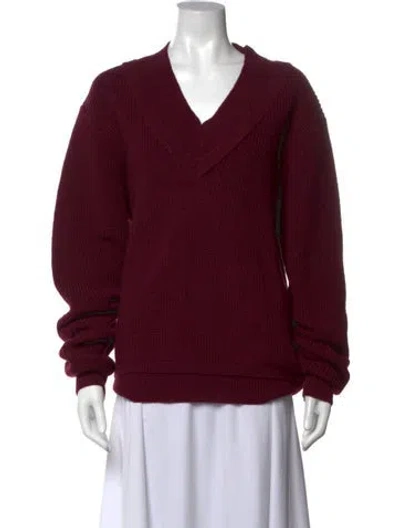 Pre-owned Entire Studios Wool V-neck Sweater In Burgundy