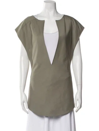 Pre-owned Entire Studios Wool V-neck Top In Green