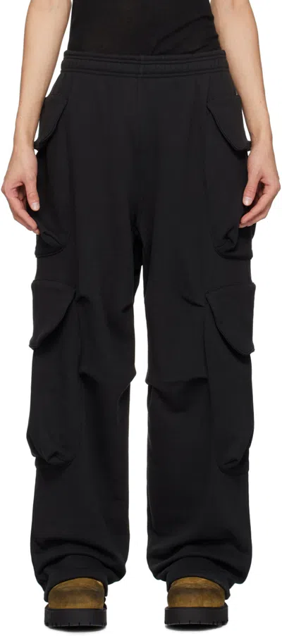 Entire Studios Cotton Drawstring Wide Leg Trousers In Black