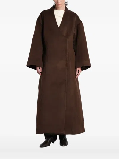 Entire Studios Wrap-front Double-breasted Coat In Brown