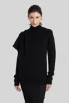 Entire Studios Wrap Sweater Knitwear In Black Wool In Black