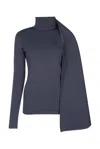 Entire Studios Asymmetric Wrap Sweater Long Sleeves Turtleneck In Multi