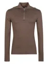 Entire Studios High Collar Zip Sweater Long Sleeves In Brown