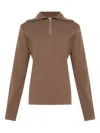 Entire Studios Zip-up Collared Sweater In Brown