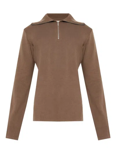 Entire Studios Zip-up Collared Sweater In Brown