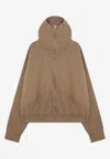 Entire Studios High Neck Hooded Kangaroo Pocket Sweater In Beige
