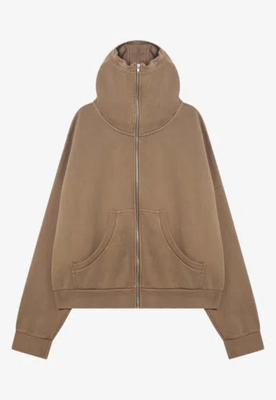 Entire Studios Zip-up Hooded Sweatshirt In Beige