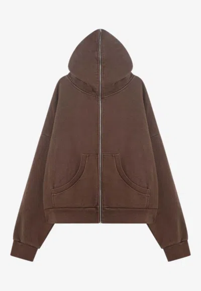 Entire Studios Zip-up Hooded Sweatshirt In Brown