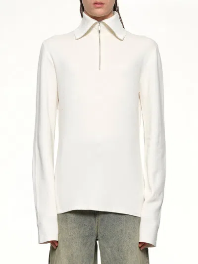 Entire Studios Zip-up Turtle-neck Sweater In White