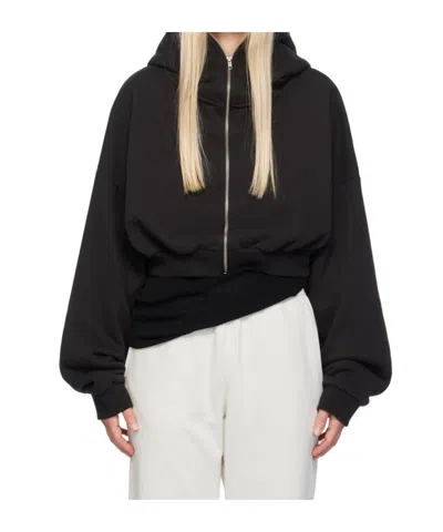 Entire Studios Zippered Hooded Sweatshirt In Black