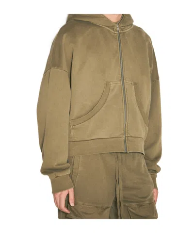 Entire Studios Zippered Hooded Sweatshirt In Green