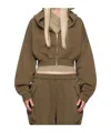 Entire Studios Brown Cropped Full Zip Hoodie In Brown