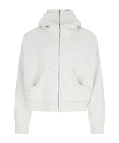 Entire Studios Washed Cotton Full-zip Hoodie In White