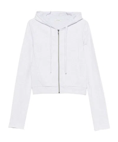 Entire Studios Lightweight Cropped Zip Up Hoodie In White
