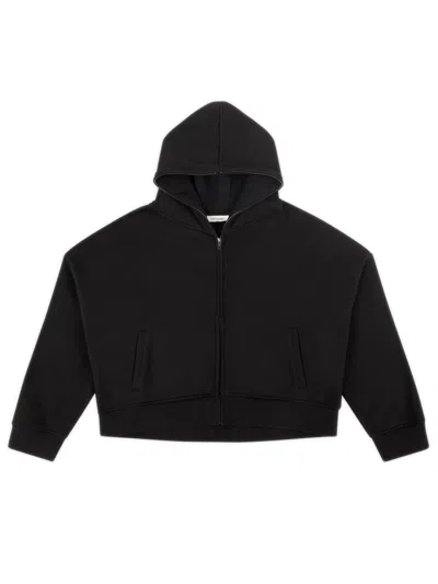 Entire Studios Zip-up Hooded Sweatshirt With Front Pockets In Black