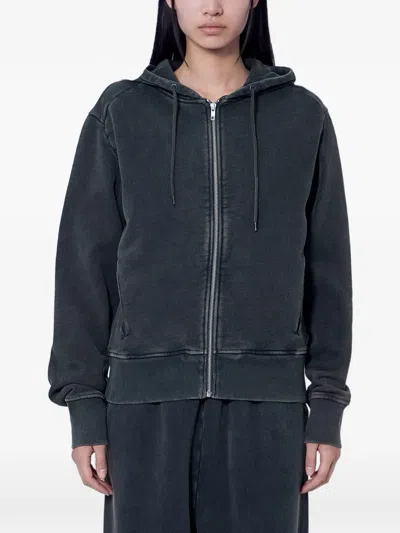 Entire Studios Zip-up Ribbed-trim Hoodie In Blue