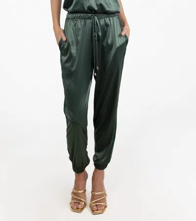 Entos Luxury Satin Pants Tapiss In Olive Green