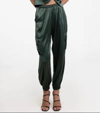 Entos Luxury Satin Spandex Pants Jour In Olive Green