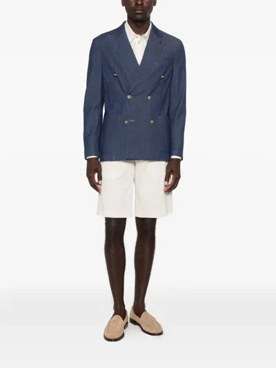 Entre Amis Danubio Pressed-crease Shorts In Blue