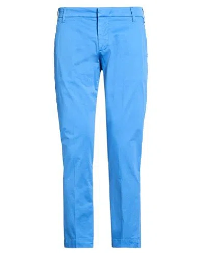 Entre Amis Man Pants Azure Size 35 Cotton, Elastane In Blue