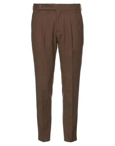 Entre Amis Man Pants Brown Size 40 Cotton, Nylon, Elastane In Animal Print