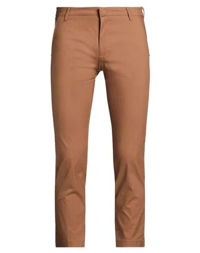 Entre Amis Man Pants Camel Size 33 Cotton, Polyamide, Elastane In Brown