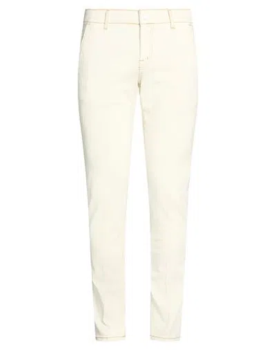 Entre Amis Man Pants Ivory Size 33 Cotton, Elastane In White