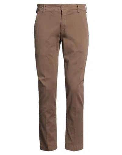 Entre Amis Man Pants Khaki Size 33 Cotton, Elastane In Brown
