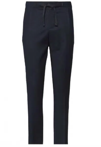 Entre Amis Men's Flannel Trousers In Midnight Blue