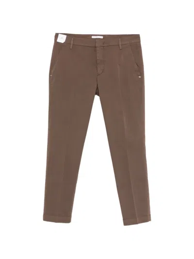 Entre Amis Pressed-crease Tailored Trousers In Brown