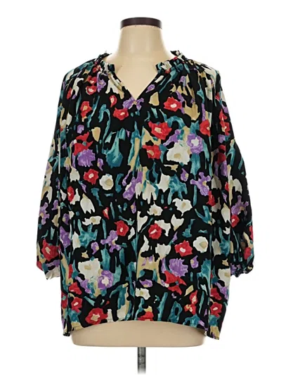 Pre-owned Entro 3/4 Sleeve Blouse In Black