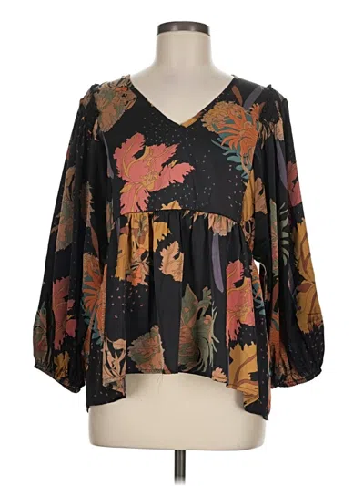 Pre-owned Entro 3/4 Sleeve Blouse In Black