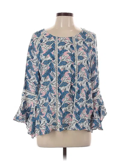 Pre-owned Entro 3/4 Sleeve Blouse In Blue