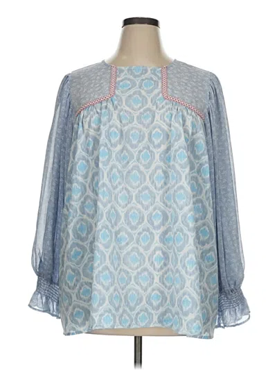 Pre-owned Entro 3/4 Sleeve Blouse In Blue