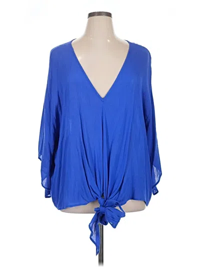 Pre-owned Entro 3/4 Sleeve Blouse In Blue