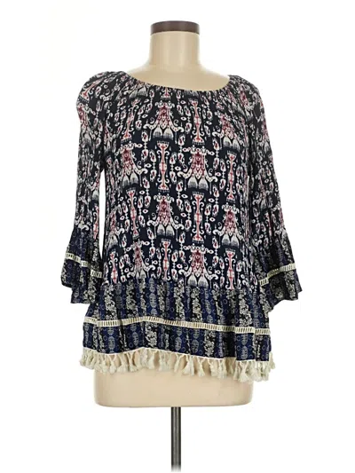 Pre-owned Entro 3/4 Sleeve Blouse In Blue