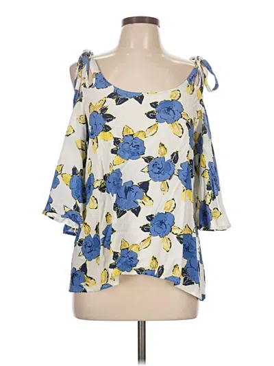 Pre-owned Entro 3/4 Sleeve Blouse In Blue
