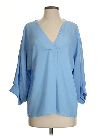 Pre-owned Entro 3/4 Sleeve Blouse In Blue