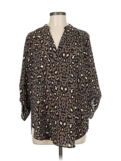 Pre-owned Entro 3/4 Sleeve Blouse In Brown
