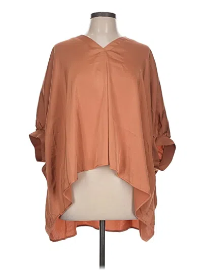 Pre-owned Entro 3/4 Sleeve Blouse In Brown