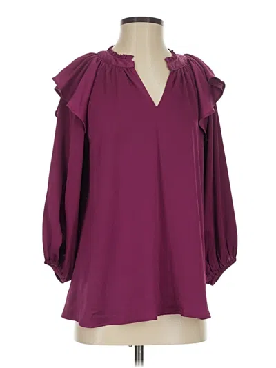 Pre-owned Entro 3/4 Sleeve Blouse In Burgundy