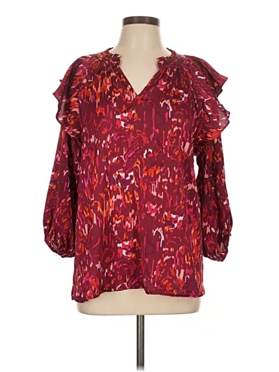Pre-owned Entro 3/4 Sleeve Blouse In Burgundy