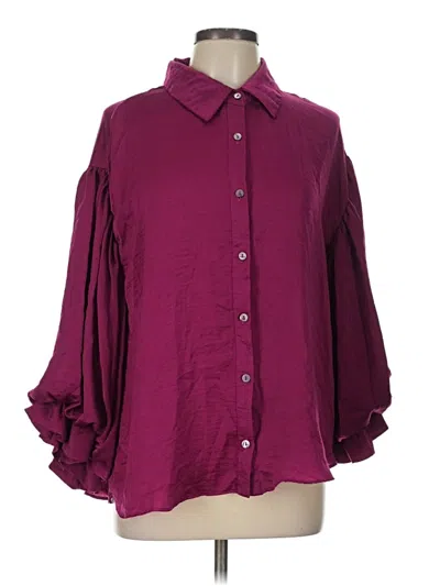 Pre-owned Entro 3/4 Sleeve Blouse In Burgundy