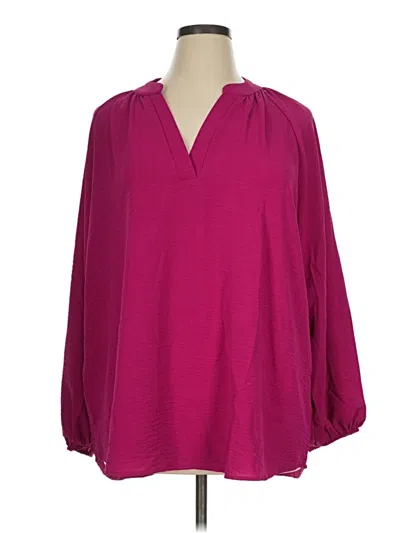 Pre-owned Entro 3/4 Sleeve Blouse In Burgundy