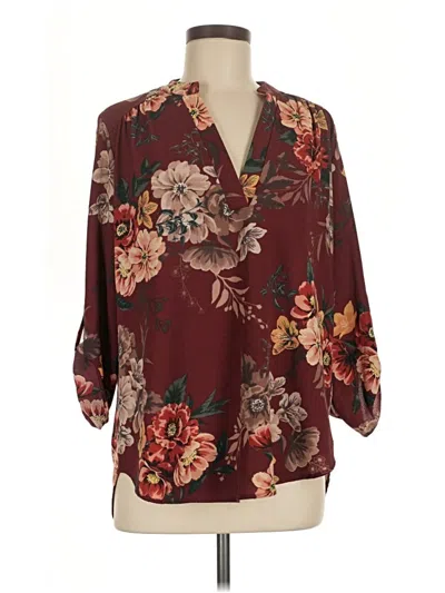Pre-owned Entro 3/4 Sleeve Blouse In Burgundy