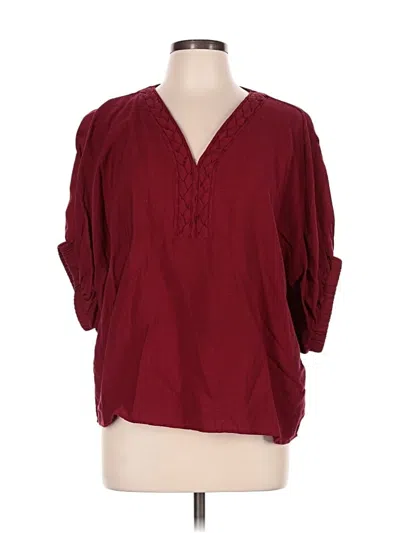 Pre-owned Entro 3/4 Sleeve Blouse In Burgundy