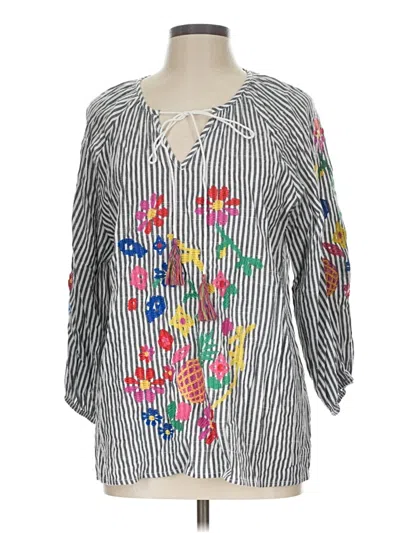 Pre-owned Entro 3/4 Sleeve Blouse In Gray